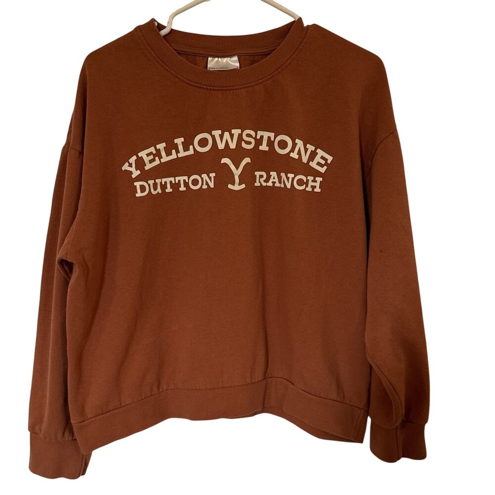 Yellowstone Dutton Ranch Sweatshirt Women's Brown Graphic Pullover Western XL